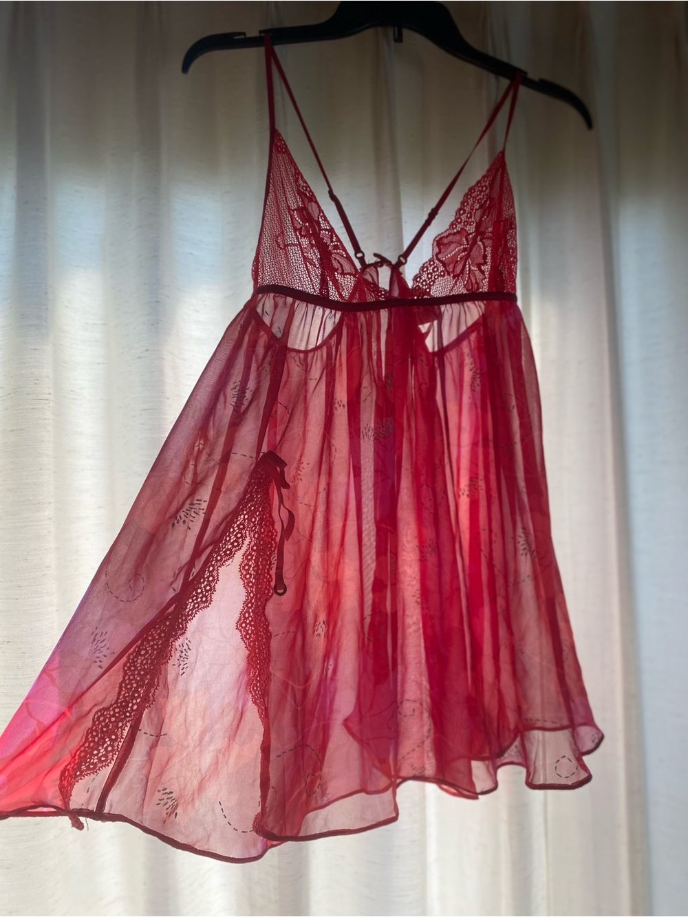Y2K Victoria's Secret Very Sexy Pink Red Floral Lace Babydoll Cami Vintage Large